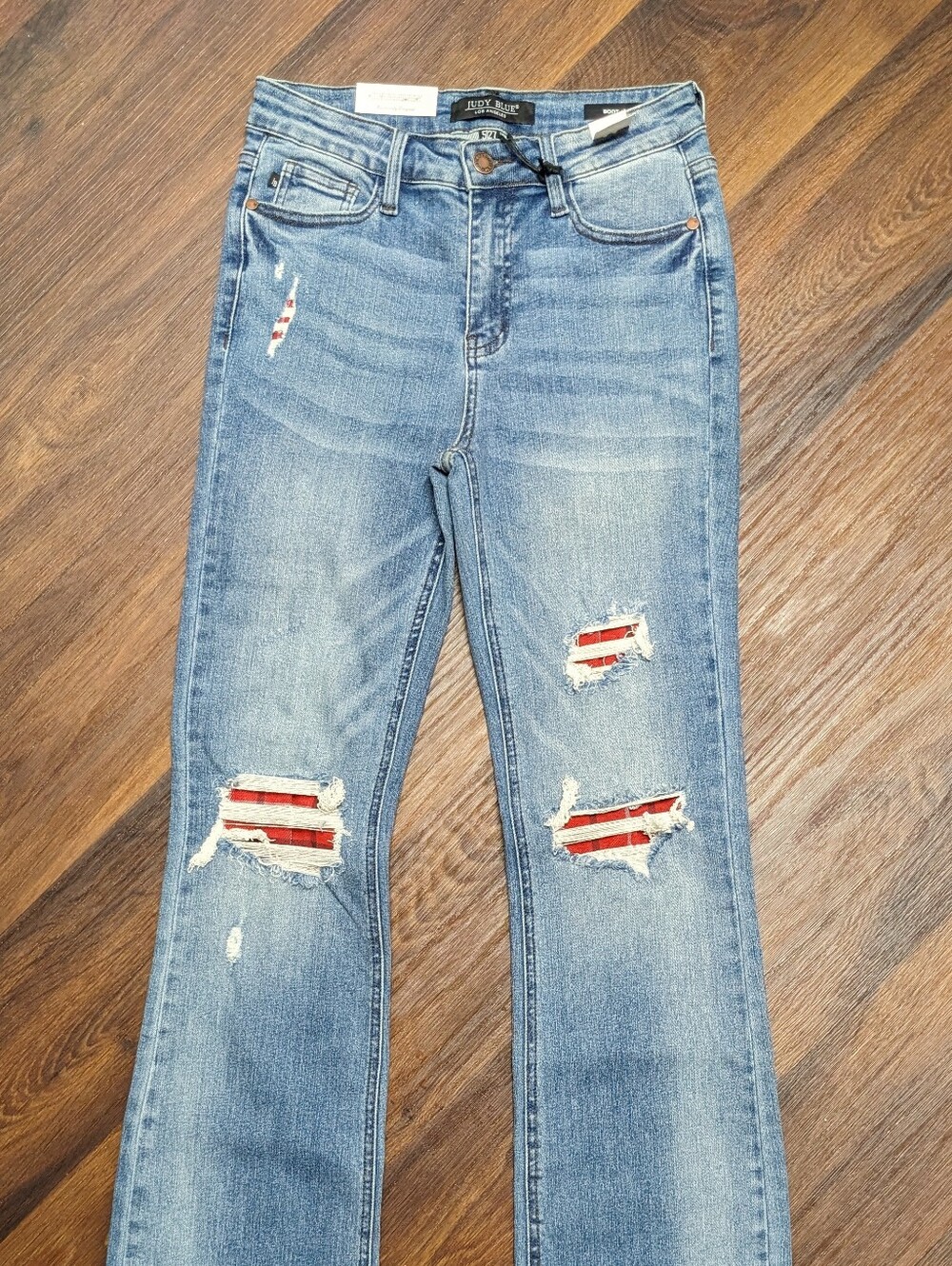 Judy Blue plaid patch bootcut jeans 5/27 JB88696